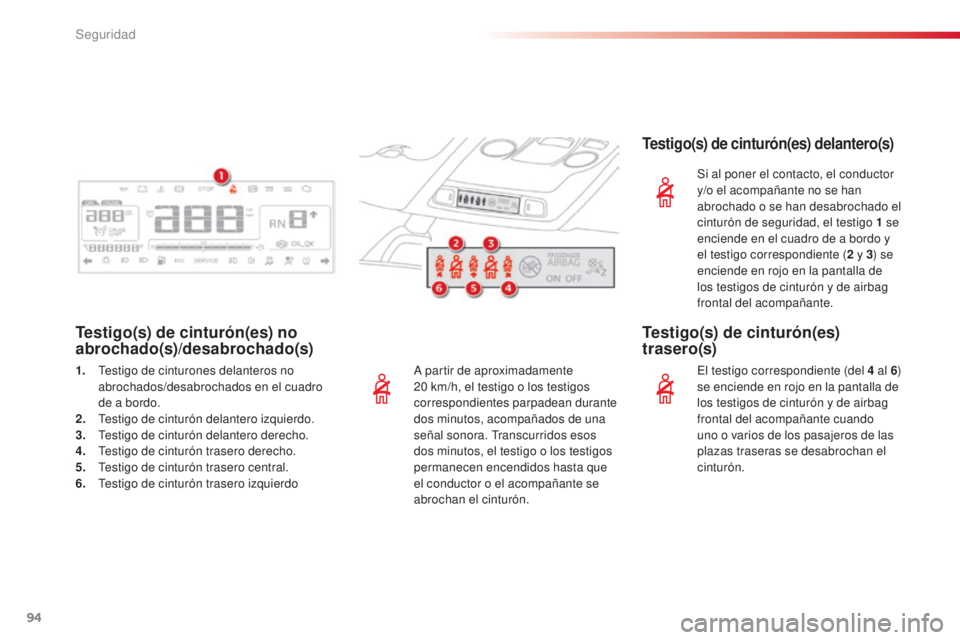 CITROEN C4 CACTUS 2016  Manuales de Empleo (in Spanish) 94
C4-cactus_es_Chap05_securite_ed01-2015
C4-cactus_es_Chap05_securite_ed01-2015
A partir de aproximadamente 
20 km/h, el testigo o los testigos 
correspondientes parpadean durante 
dos minutos, acomp