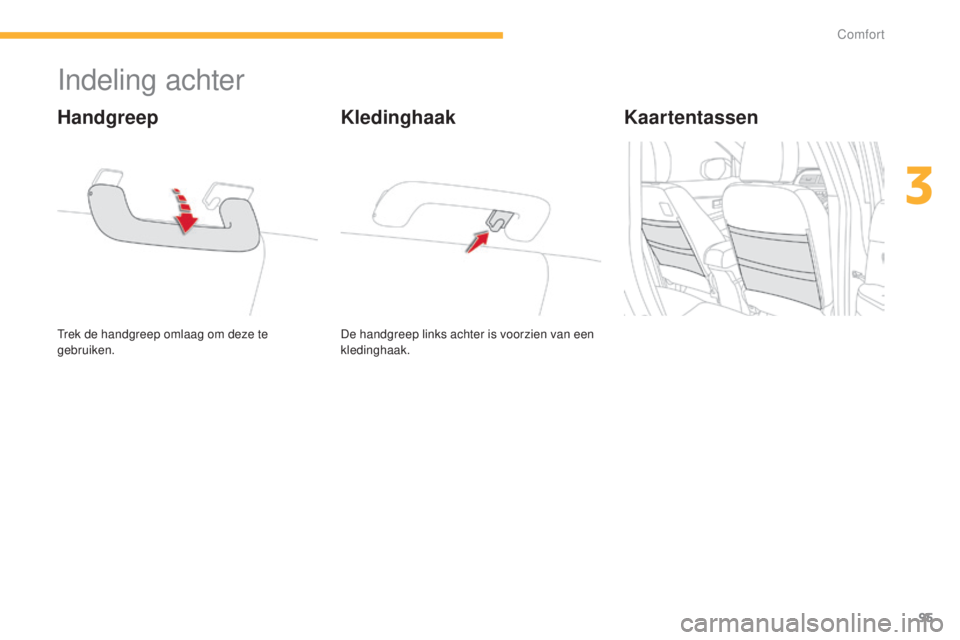 CITROEN C4 AIRCROSS 2016 Instructieboekjes (in Dutch) 95
C4-Aircross_nl_Chap03_confort_ed01-2014
Indeling achter
trek de handgreep omlaag om deze te
gebruiken.
Handgreep
De handgreep links achter is voorzien van een
kledinghaak.
KledinghaakKaartentasse CITROEN C4 AIRCROSS 2016 Instructieboekjes (in Dutch) 95
C4-Aircross_nl_Chap03_confort_ed01-2014
Indeling achter
trek de handgreep omlaag om deze te
gebruiken.
Handgreep
De handgreep links achter is voorzien van een
kledinghaak.
KledinghaakKaartentasse