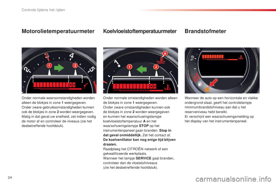 CITROEN C5 2015 Instructieboekjes (in Dutch) 24
c5_nl_ chap01_controle-de-marche_ed01-2014
Motorolietemperatuurmeter
onder normale weersomstandigheden worden
alleen de blokjes in zone 1
weergegeven.
ond
er zware gebruiksomstandigheden kunnen CITROEN C5 2015 Instructieboekjes (in Dutch) 24
c5_nl_ chap01_controle-de-marche_ed01-2014
Motorolietemperatuurmeter
onder normale weersomstandigheden worden
alleen de blokjes in zone 1
weergegeven.
ond
er zware gebruiksomstandigheden kunnen