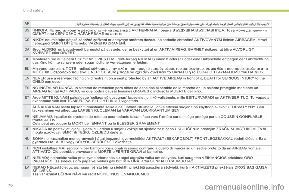 Citroen C ZERO RHD 2015 1.G Manual PDF aR
b
G
НИКОГА НЕ инсталирайте детско столче на седалка с АКТИВИРАНА предна ВЪЗДУШНА ВЪЗГЛАВНИЦ А. Това може да п Citroen C ZERO RHD 2015 1.G Manual PDF aR
b
G
НИКОГА НЕ инсталирайте детско столче на седалка с АКТИВИРАНА предна ВЪЗДУШНА ВЪЗГЛАВНИЦ А. Това може да п