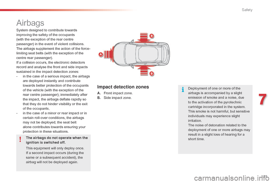 Citroen C4 CACTUS RHD 2015 1.G Owners Manual 135
Airbags
System designed to contribute towards improving  the  safety  of  the  occupants Â
(with
 the  exception  of  the  rear  centre Â
p
assenger)  in  the  Citroen C4 CACTUS RHD 2015 1.G Owners Manual 135
Airbags
System designed to contribute towards improving  the  safety  of  the  occupants Â
(with
 the  exception  of  the  rear  centre Â
p
assenger)  in  the Â