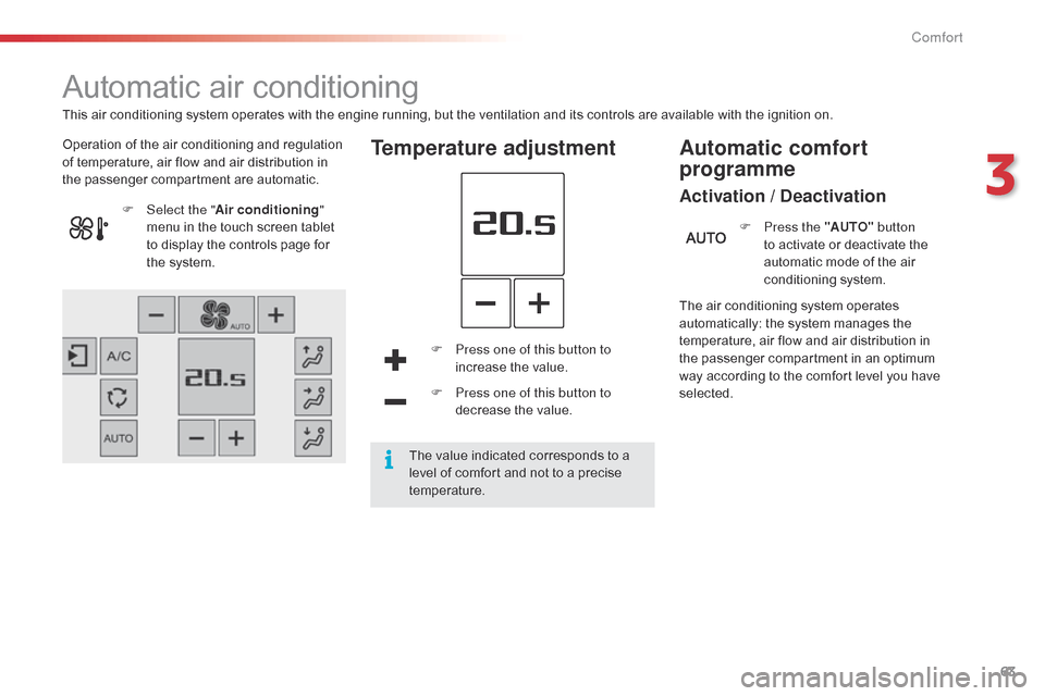 Citroen C4 CACTUS RHD 2015 1.G Repair Manual 63
Automatic air conditioning
Operation of the air conditioning and regulation of  temperature,  air  flow  and  air  distribution  in Â
t
he  passenger  compartment  ar Citroen C4 CACTUS RHD 2015 1.G Repair Manual 63
Automatic air conditioning
Operation of the air conditioning and regulation of  temperature,  air  flow  and  air  distribution  in Â
t
he  passenger  compartment  ar
