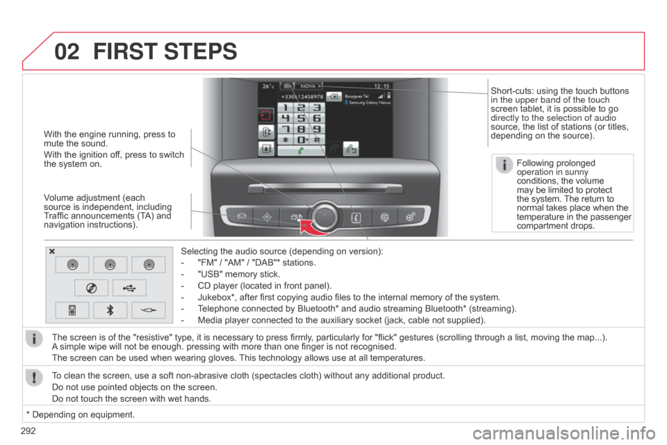 Citroen C4 2015 2.G Owners Manual 02
292
C4-2_en_Chap13b_SMEGplus_ed01-2015
C4-2_en_Chap13b_SMEGplus_ed01-2015
With the engine running, press to mute  the   sound.
With
  the   ignition   off,   press   to   switch  
th