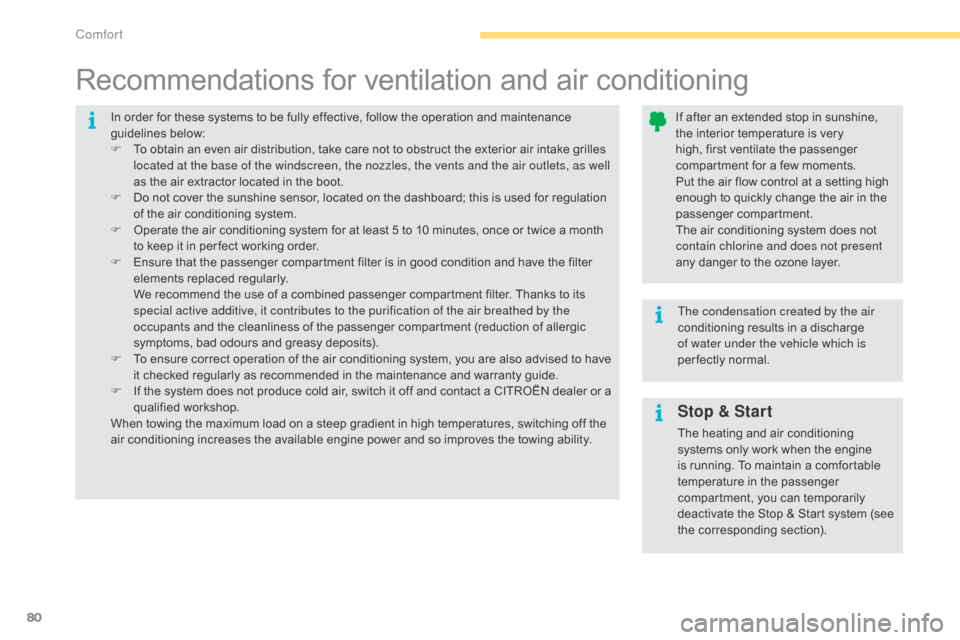 Citroen C4 2015 2.G Owners Manual 80
C4-2_en_Chap04_confort_ed01-2015
C4-2_en_Chap04_confort_ed01-2015
Stop & Start
The heating and air conditioning systems   only   work   when   the   engine  
i

s   running.   To   ma