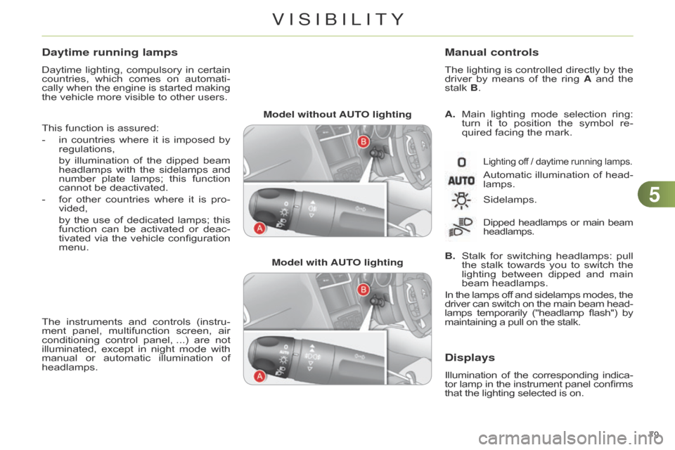 Citroen C4 RHD 2015 2.G Manual Online 55
79
Model without AUTO lightingModel with AUTO lighting A.
Main lighting mode selection ring: turn
it to position the symbol re -
quired
facing the mark.
Manual co Citroen C4 RHD 2015 2.G Manual Online 55
79
Model without AUTO lightingModel with AUTO lighting A.
Main lighting mode selection ring: turn
it to position the symbol re -
quired
facing the mark.
Manual co