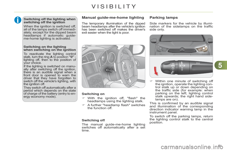 Citroen C4 RHD 2015 2.G Manual Online 55
81
Parking lamps
Side markers for the vehicle by illu mi-
nation of the sidelamps on the traffic
side
only.
F
Within
one
minute
of
switching
of Citroen C4 RHD 2015 2.G Manual Online 55
81
Parking lamps
Side markers for the vehicle by illu mi-
nation of the sidelamps on the traffic
side
only.
F
Within
one
minute
of
switching
of