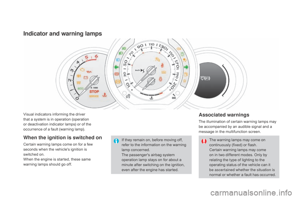 Citroen DS3 2015 1.G Owners Manual DS3_en_Chap01_controle-de-marche_ed01-2015
Visual indicators informing the driver that  a  system  is  in  operation  (operation Â
o
r  deactivation  indicator  lamps)  or  Citroen DS3 2015 1.G Owners Manual DS3_en_Chap01_controle-de-marche_ed01-2015
Visual indicators informing the driver that  a  system  is  in  operation  (operation Â
o
r  deactivation  indicator  lamps)  or Â