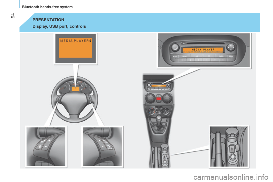 Citroen NEMO 2015 1.G Owners Manual  94PRESENTATION
Display
, USB port, controls 
Bluetooth hands-free system  