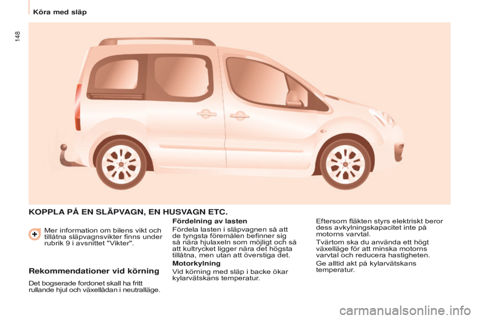CITROEN BERLINGO MULTISPACE 2017 InstruktionsbÖcker (in Swedish) 148
Berlingo2VP_sv_Chap06_Accessoire_ed02-2016
Mer information om bilens vikt och
tillåtna släpvagnsvikter finns under
rubrik 9 i avsnittet "Vikter".
KOPPLA PÅ EN SLÄPVAGN , EN CITROEN BERLINGO MULTISPACE 2017 InstruktionsbÖcker (in Swedish) 148
Berlingo2VP_sv_Chap06_Accessoire_ed02-2016
Mer information om bilens vikt och
tillåtna släpvagnsvikter finns under
rubrik 9 i avsnittet "Vikter".
KOPPLA PÅ EN SLÄPVAGN , EN