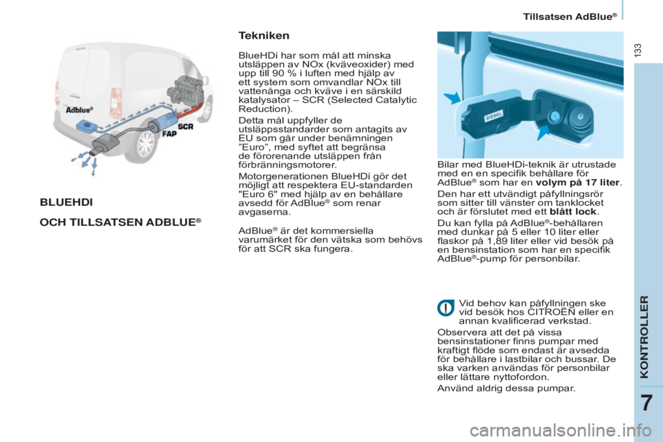 CITROEN BERLINGO ELECTRIC 2017 InstruktionsbÖcker (in Swedish) 133
Berlingo-2-VU_sv_Chap07_Verification_ed01-2015Berlingo-2-VU_sv_Chap07_Verification_ed01-2015
BLUEHDI
OCH
TILLSA
TSEN A D B LUE
®
Tekniken
AdBlue® är det kommersiella
varumärket för den v CITROEN BERLINGO ELECTRIC 2017 InstruktionsbÖcker (in Swedish) 133
Berlingo-2-VU_sv_Chap07_Verification_ed01-2015Berlingo-2-VU_sv_Chap07_Verification_ed01-2015
BLUEHDI
OCH
TILLSA
TSEN A D B LUE
®
Tekniken
AdBlue® är det kommersiella
varumärket för den v