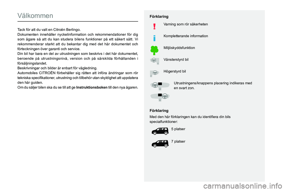 CITROEN BERLINGO VAN 2021 InstruktionsbÖcker (in Swedish)
Välkommen
Tack för att du valt en Citroën Berlingo.
Dokumenten innehåller nyckelinformation och rekommendationer för d\
ig
som ägare så at CITROEN BERLINGO VAN 2021 InstruktionsbÖcker (in Swedish)
Välkommen
Tack för att du valt en Citroën Berlingo.
Dokumenten innehåller nyckelinformation och rekommendationer för d\
ig
som ägare så at