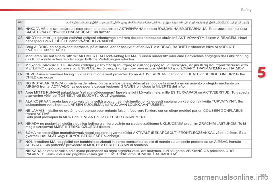 Citroen C4 CACTUS 2016 1.G Owners Manual 109
AR
BG
НИКОГА НЕ инсталирайте детско столче на седалка с АКТИВИРАНА предна ВЪЗДУШНА ВЪЗГЛАВНИЦ А. Това Citroen C4 CACTUS 2016 1.G Owners Manual 109
AR
BG
НИКОГА НЕ инсталирайте детско столче на седалка с АКТИВИРАНА предна ВЪЗДУШНА ВЪЗГЛАВНИЦ А. Това