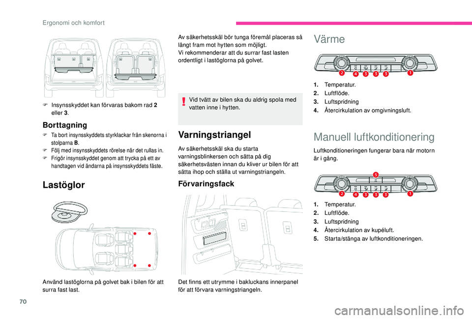 CITROEN BERLINGO VAN 2019 InstruktionsbÖcker (in Swedish) 70
Borttagning
F Ta bort insynsskyddets styrklackar från skenorna i stolparna B .
F
F
ölj med insynsskyddets rörelse när det rullas in.
F
F
rigör insynsskyddet genom att trycka på ett av
CITROEN BERLINGO VAN 2019 InstruktionsbÖcker (in Swedish) 70
Borttagning
F Ta bort insynsskyddets styrklackar från skenorna i stolparna B .
F
F
ölj med insynsskyddets rörelse när det rullas in.
F
F
rigör insynsskyddet genom att trycka på ett av