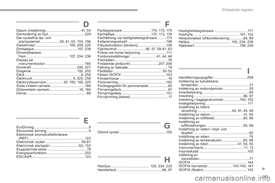 CITROEN C3 2017 InstruktionsbÖcker (in Swedish) 261
B618_sv_Chap11_index-alpha_ed01-2016
EcoDriving ......................................................... 9
E konomisk körning ............................................ 9
E
lektronisk bromskra CITROEN C3 2017 InstruktionsbÖcker (in Swedish) 261
B618_sv_Chap11_index-alpha_ed01-2016
EcoDriving ......................................................... 9
E konomisk körning ............................................ 9
E
lektronisk bromskra