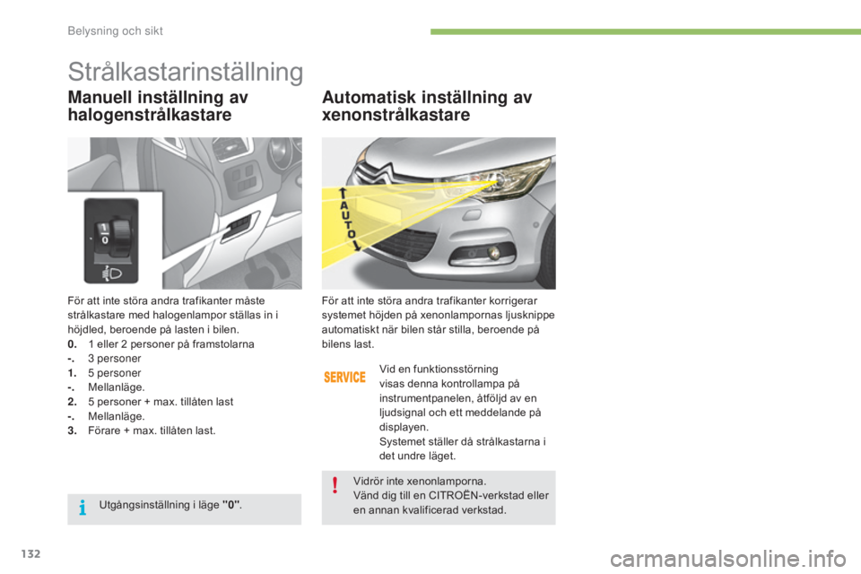 CITROEN C4 2017 InstruktionsbÖcker (in Swedish) 132
C4-2_sv_Chap04_eclairage-et-visibilite_ed02-2015
För att inte störa andra trafikanter måste
strålkastare med halogenlampor ställas in i
höjdled, beroende på lasten i bilen.
0.
1
eller CITROEN C4 2017 InstruktionsbÖcker (in Swedish) 132
C4-2_sv_Chap04_eclairage-et-visibilite_ed02-2015
För att inte störa andra trafikanter måste
strålkastare med halogenlampor ställas in i
höjdled, beroende på lasten i bilen.
0.
1
eller