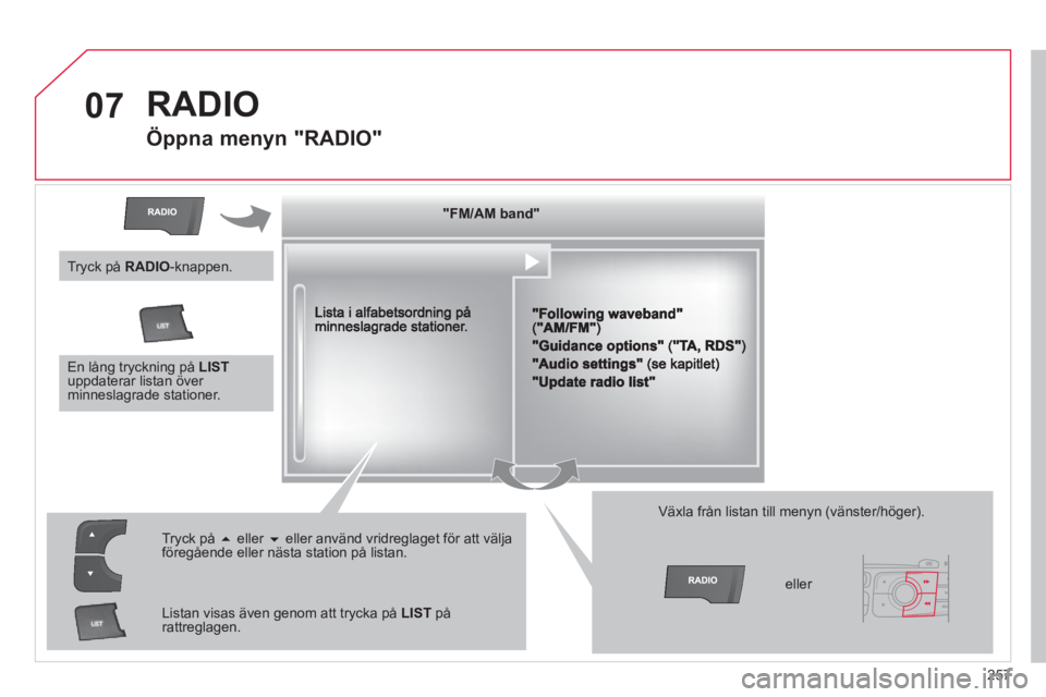 CITROEN C4 2011 InstruktionsbÖcker (in Swedish) 257
07 RADIO
Öppna menyn "RADIO"
FM/AM bandFM/AM bandFM/AM bandFM/AM bandFM/AM bandFM/AM bandFM/AM bandFM/AM bandFM/AM bandFM/AM bandFM/AM band"FM/AM band"FM/AM band"FM/AM band"F CITROEN C4 2011 InstruktionsbÖcker (in Swedish) 257
07 RADIO
Öppna menyn "RADIO"
FM/AM bandFM/AM bandFM/AM bandFM/AM bandFM/AM bandFM/AM bandFM/AM bandFM/AM bandFM/AM bandFM/AM bandFM/AM band"FM/AM band"FM/AM band"FM/AM band"F