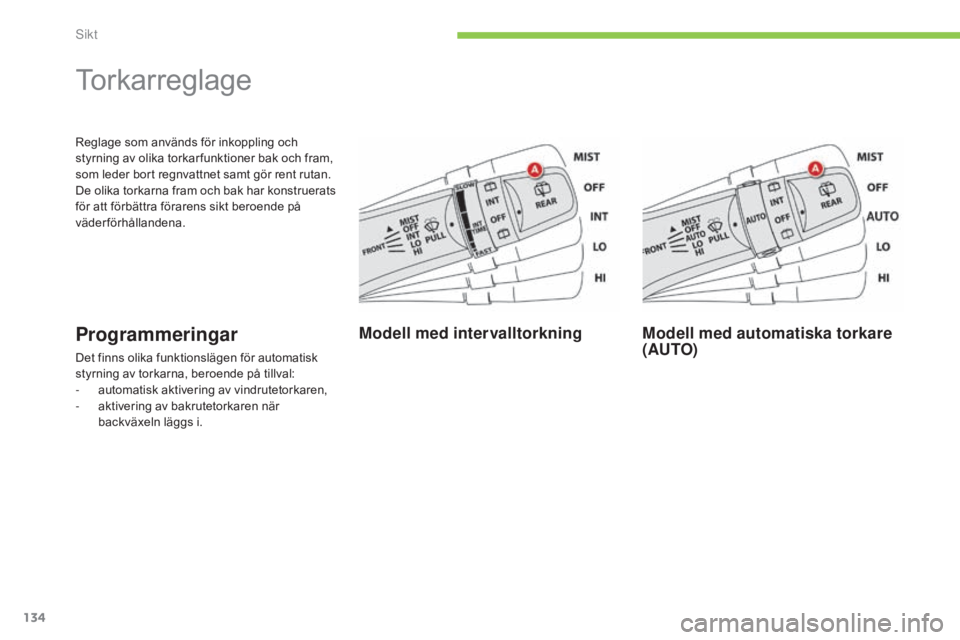 CITROEN C4 AIRCROSS 2016 InstruktionsbÖcker (in Swedish) 134
C4-Aircross_sv_Chap05_visibilite_ed01-2014
Reglage som används för inkoppling och
styrning av olika torkar funktioner bak och fram,
som leder bort regnvattnet samt gör rent rutan.
De olika to CITROEN C4 AIRCROSS 2016 InstruktionsbÖcker (in Swedish) 134
C4-Aircross_sv_Chap05_visibilite_ed01-2014
Reglage som används för inkoppling och
styrning av olika torkar funktioner bak och fram,
som leder bort regnvattnet samt gör rent rutan.
De olika to