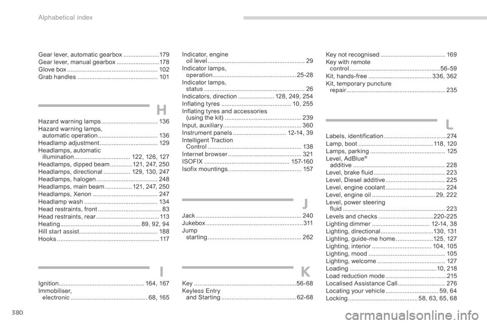 Citroen C4 RHD 2016 2.G Owners Manual 380
Hazard warning lamps .................................13 6
H azard w arning l amps,
a
utomatic
opera
tion
................................... 13 6
H
eadlamp
adju
stment
........ Citroen C4 RHD 2016 2.G Owners Manual 380
Hazard warning lamps .................................13 6
H azard w arning l amps,
a
utomatic
opera
tion
................................... 13 6
H
eadlamp
adju
stment
........