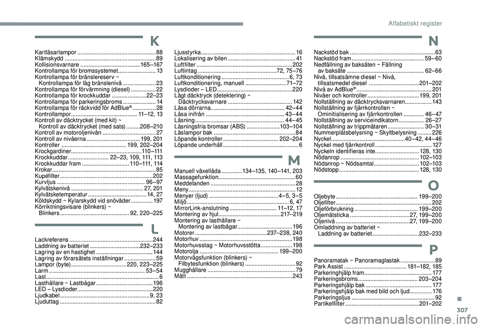 CITROEN C4 SPACETOURER 2021 InstruktionsbÖcker (in Swedish) 307
Manuell växellåda .............13 4 –13 5, 14 0 –141, 203
Massagefunktion ................................................. 60
Meddelanden
................................
................ CITROEN C4 SPACETOURER 2021 InstruktionsbÖcker (in Swedish) 307
Manuell växellåda .............13 4 –13 5, 14 0 –141, 203
Massagefunktion ................................................. 60
Meddelanden
................................
................