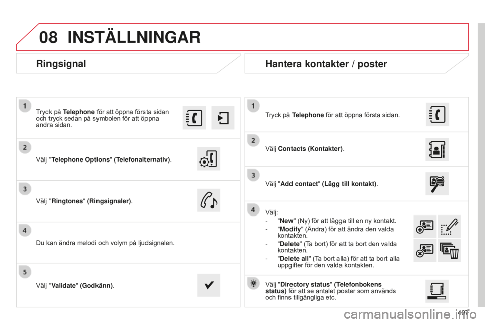 CITROEN C4 SPACETOURER 2015 InstruktionsbÖcker (in Swedish) 08
407
C4-Picasso-II_sv_Chap10b_SMEGplus_ed01-2014
Ringsignal
Välj "Telephone Options" (Telefonalternativ).
Tryck på Telephone för att öppna första sidan
och tryck sedan på symbolen fö CITROEN C4 SPACETOURER 2015 InstruktionsbÖcker (in Swedish) 08
407
C4-Picasso-II_sv_Chap10b_SMEGplus_ed01-2014
Ringsignal
Välj "Telephone Options" (Telefonalternativ).
Tryck på Telephone för att öppna första sidan
och tryck sedan på symbolen fö