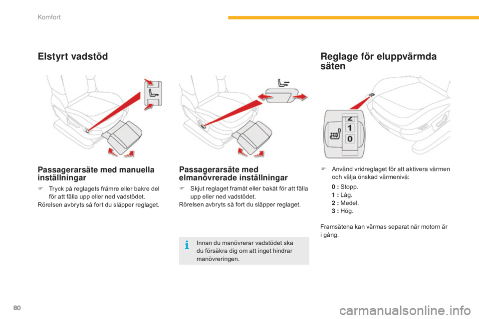 CITROEN C4 SPACETOURER 2015 InstruktionsbÖcker (in Swedish) 80
C4-Picasso-II_sv_Chap03_confort_ed01-2014
Elstyrt vadstöd
Passagerarsäte med manuella
inställningar
F Tryck på reglagets främre eller bakre del för att fälla upp eller ned vadstödet.
Röre CITROEN C4 SPACETOURER 2015 InstruktionsbÖcker (in Swedish) 80
C4-Picasso-II_sv_Chap03_confort_ed01-2014
Elstyrt vadstöd
Passagerarsäte med manuella
inställningar
F Tryck på reglagets främre eller bakre del för att fälla upp eller ned vadstödet.
Röre
