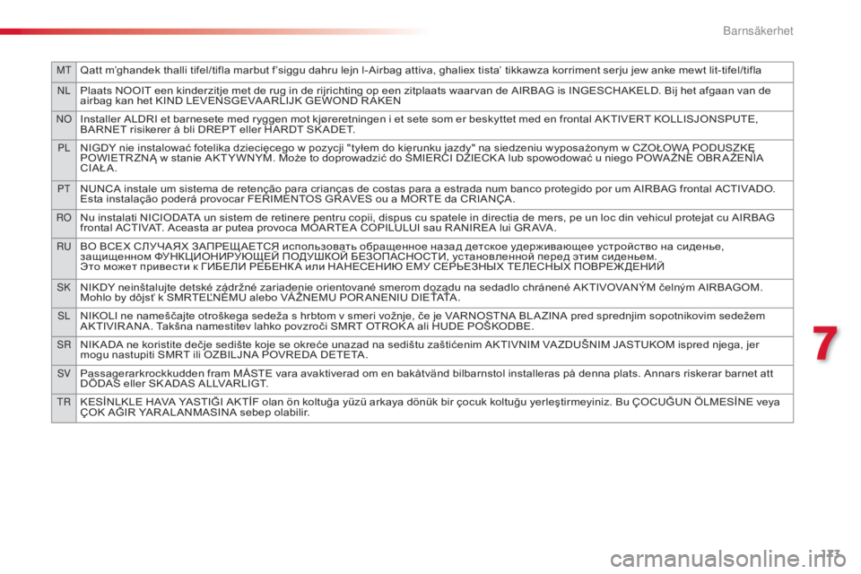 CITROEN C5 2015 InstruktionsbÖcker (in Swedish) MtQatt m’ghandek thalli tifel/tifla marbut f’siggu dahru lejn l-Airbag attiva, ghaliex tista’ tikkawza korriment serju jew anke mewt lit-tifel/tifla
nLPlaats NOOIT een kinderzitje met de rug in CITROEN C5 2015 InstruktionsbÖcker (in Swedish) MtQatt m’ghandek thalli tifel/tifla marbut f’siggu dahru lejn l-Airbag attiva, ghaliex tista’ tikkawza korriment serju jew anke mewt lit-tifel/tifla
nLPlaats NOOIT een kinderzitje met de rug in