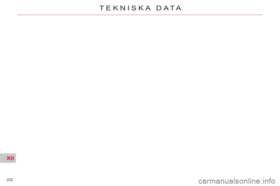 CITROEN C5 2014 InstruktionsbÖcker (in Swedish) XII
222
TEKNISKA DATA CITROEN C5 2014 InstruktionsbÖcker (in Swedish) XII
222
TEKNISKA DATA