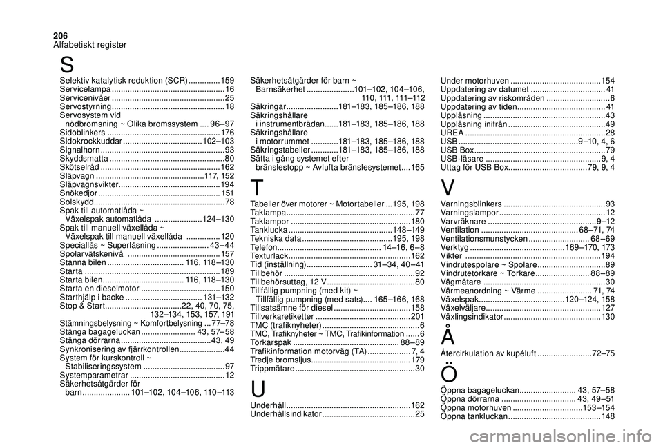 CITROEN DS3 CABRIO 2018  InstruktionsbÖcker (in Swedish) 206
Selektiv katalytisk reduktion (SCR) ..............159
Servicelampa .................................................. 16
S
ervicenivåer
 
 .................................................. 25
Se