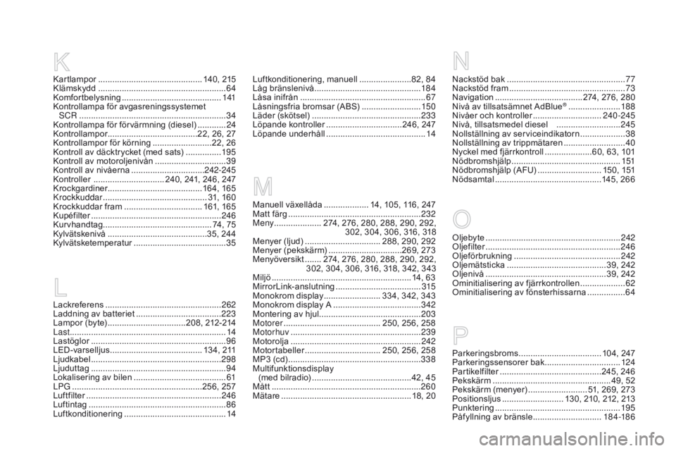 CITROEN DS3 2016 InstruktionsbÖcker (in Swedish) DS3_sv_Chap12_index-recherche_ed01-2015
Manuell växellåda ................... 14, 105, 116, 247
Matt färg ........................................................ 2
32
Meny
.................... 2 CITROEN DS3 2016 InstruktionsbÖcker (in Swedish) DS3_sv_Chap12_index-recherche_ed01-2015
Manuell växellåda ................... 14, 105, 116, 247
Matt färg ........................................................ 2
32
Meny
.................... 2