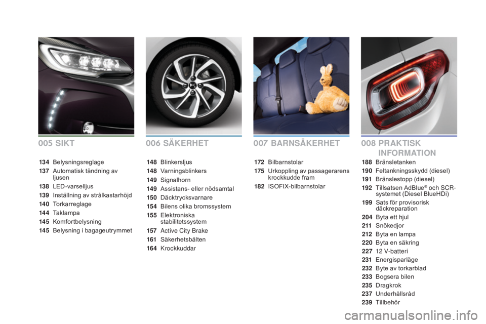 CITROEN DS3 CABRIO 2017 InstruktionsbÖcker (in Swedish) DS3_sv_Chap00a_sommaire_ed02-2015
SÄKERHETPR AKTISK
I
nFo
RMATI
o
nBARnS ÄKERHET
172 Bilbarnstolar
175
U
rkoppling av passagerarens
krockkudde fram
182
I
SOFIX-bilbarnstolar
14 8 B
linkerslj CITROEN DS3 CABRIO 2017 InstruktionsbÖcker (in Swedish) DS3_sv_Chap00a_sommaire_ed02-2015
SÄKERHETPR AKTISK
I
nFo
RMATI
o
nBARnS ÄKERHET
172 Bilbarnstolar
175
U
rkoppling av passagerarens
krockkudde fram
182
I
SOFIX-bilbarnstolar
14 8 B
linkerslj