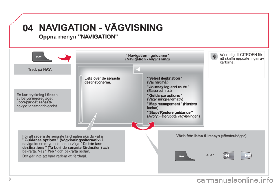 CITROEN DS3 CABRIO 2013 InstruktionsbÖcker (in Swedish) 8
04
""""""""""""ggggggggggNavigation guidanceNavigation guidanceNavigation guidanceNavigation guidanceNavigation guidanceNavigation - guidanceNavigation - guidanceNavigation - guidanceNavigation - g CITROEN DS3 CABRIO 2013 InstruktionsbÖcker (in Swedish) 8
04
""""""""""""ggggggggggNavigation guidanceNavigation guidanceNavigation guidanceNavigation guidanceNavigation guidanceNavigation - guidanceNavigation - guidanceNavigation - guidanceNavigation - g