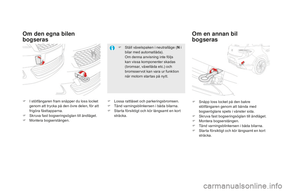 CITROEN DS5 2016 InstruktionsbÖcker (in Swedish) DS5_sv_Chap08_info-pratiques_ed02-2015
om den egna bilen
b ogserasom en an nan bil
bogseras
F I stötfångaren fram snäpper du loss locket
g
enom att trycka på den övre delen, för att
frigör CITROEN DS5 2016 InstruktionsbÖcker (in Swedish) DS5_sv_Chap08_info-pratiques_ed02-2015
om den egna bilen
b ogserasom en an nan bil
bogseras
F I stötfångaren fram snäpper du loss locket
g
enom att trycka på den övre delen, för att
frigör