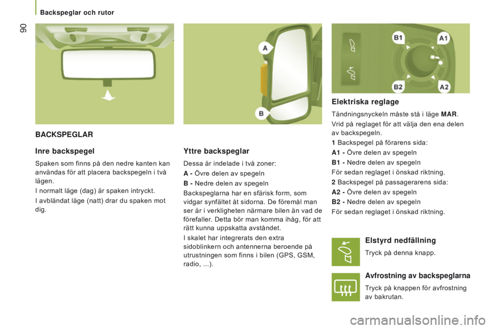 CITROEN JUMPER 2017 InstruktionsbÖcker (in Swedish) 90
Jumper_sv_Chap03_Ergo-et-confort_ed01-2016
BACKSPeglAR
y
ttre backspeglar
Dessa är indelade i två zoner:
A - Övre delen av spegeln
B - Nedre delen av spegeln
Backspeglarna har en sfärisk form, CITROEN JUMPER 2017 InstruktionsbÖcker (in Swedish) 90
Jumper_sv_Chap03_Ergo-et-confort_ed01-2016
BACKSPeglAR
y
ttre backspeglar
Dessa är indelade i två zoner:
A - Övre delen av spegeln
B - Nedre delen av spegeln
Backspeglarna har en sfärisk form,
