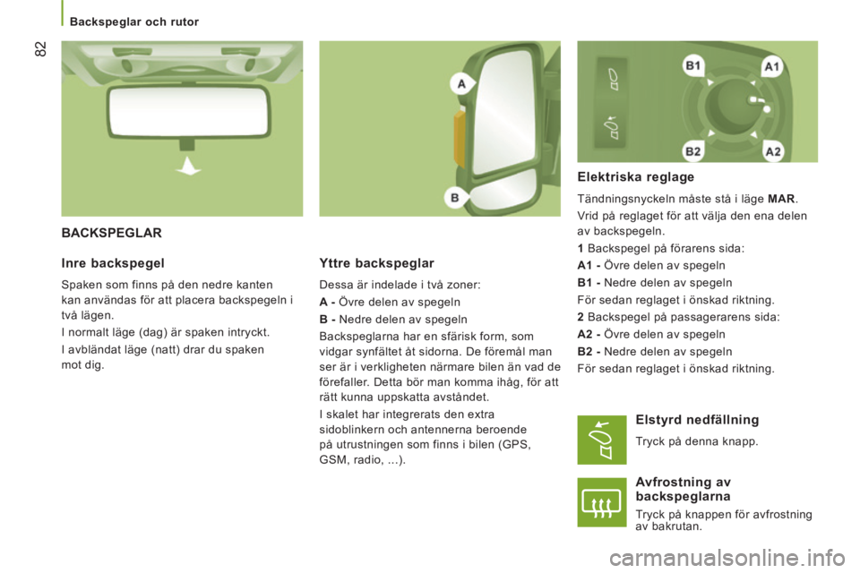 CITROEN JUMPER 2015 InstruktionsbÖcker (in Swedish) Backspeglar och rutor
82
JUMPER-PAPIER_SV_CHAP03_ERGO ET CONFORT_ED01-2014
BACKSPEGLAR
Yttre backspeglar
Dessa är indelade i två zoner:
A - Övre delen av spegeln
B - Nedre de CITROEN JUMPER 2015 InstruktionsbÖcker (in Swedish) Backspeglar och rutor
82
JUMPER-PAPIER_SV_CHAP03_ERGO ET CONFORT_ED01-2014
BACKSPEGLAR
Yttre backspeglar
Dessa är indelade i två zoner:
A - Övre delen av spegeln
B - Nedre de