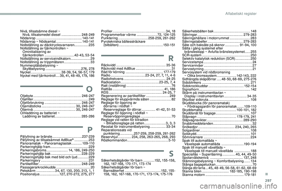 CITROEN JUMPER SPACETOURER 2018 InstruktionsbÖcker (in Swedish) 297
Profiler ......................................................... 34, 18
Programmerbar värme ...................... 72,
124 -125
Punktering
................................ 258-259, 261-262
CITROEN JUMPER SPACETOURER 2018 InstruktionsbÖcker (in Swedish) 297
Profiler ......................................................... 34, 18
Programmerbar värme ...................... 72,
124 -125
Punktering
................................ 258-259, 261-262