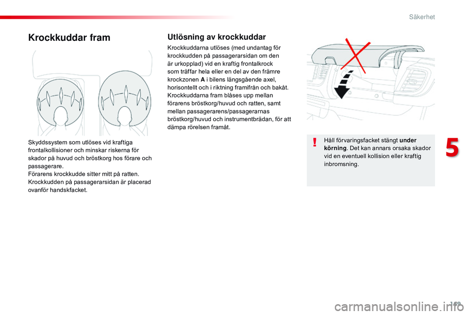 CITROEN JUMPER SPACETOURER 2017 InstruktionsbÖcker (in Swedish) 169
Spacetourer-VP_sv_Chap05_securite_ed01-2016
Krockkuddar framUtlösning av krockkuddar
Krockkuddarna utlöses (med undantag för
krockkudden på passagerarsidan om den
är urkopplad) vid en kraft CITROEN JUMPER SPACETOURER 2017 InstruktionsbÖcker (in Swedish) 169
Spacetourer-VP_sv_Chap05_securite_ed01-2016
Krockkuddar framUtlösning av krockkuddar
Krockkuddarna utlöses (med undantag för
krockkudden på passagerarsidan om den
är urkopplad) vid en kraft
