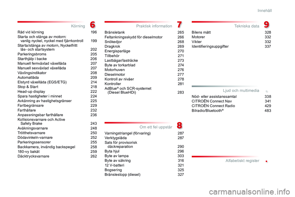 CITROEN JUMPER DISPATCH 2017  InstruktionsbÖcker (in Swedish) .
.
Jumpy _sv_Chap00a_sommaire_ed01-2016
Råd vid körning 196
Starta och stänga av motorn:   vanlig nyckel, nyckel med fjärrkontroll
 
1
 99
Starta/stänga av motorn, Nyckelfritt   lås- och starts