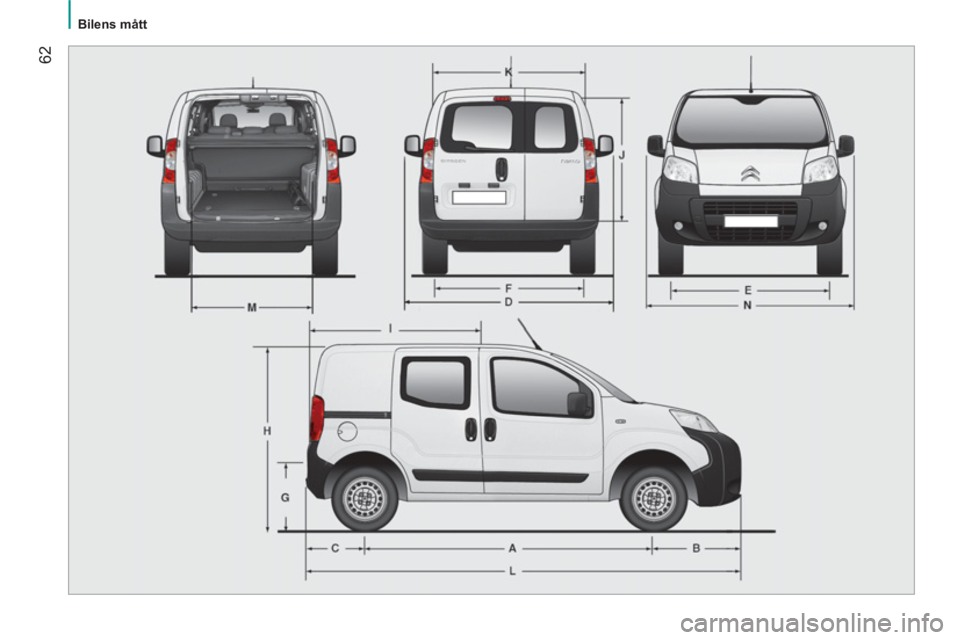 CITROEN NEMO 2014  InstruktionsbÖcker (in Swedish)  62
 
 
 
Bilens mått  
  