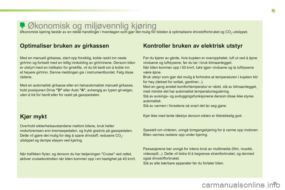 CITROEN C3 2014  InstruksjonsbØker (in Norwegian) .
21
   
 
 
 
 
 
 
 
 
 
 
 
 
 
 
 
 
 
 
 
 
 
 
 
 
 
 
 
 
 
 
 
 
 
 
 
 
 
 
 
 
 
 
 
 
 
 
Økonomisk og miljøvennlig kjøring Økonomisk kjøring består av en rekke handlinger i hverdagen