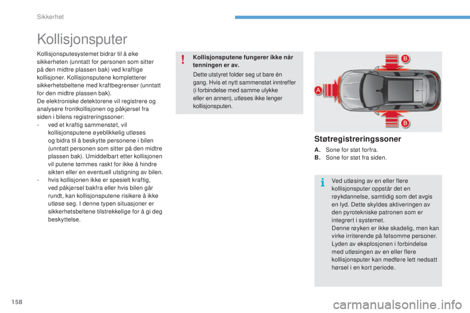 CITROEN C4 2015 InstruksjonsbØker (in Norwegian) 158
C4-2_no_Chap08_securite_ed01-2015
C4-2_no_Chap08_securite_ed01-2015
kollisjonsputer
kollisjonsputesystemet bidrar til å øke
sikkerheten (unntatt for personen som sitter
på den midtre plassen CITROEN C4 2015 InstruksjonsbØker (in Norwegian) 158
C4-2_no_Chap08_securite_ed01-2015
C4-2_no_Chap08_securite_ed01-2015
kollisjonsputer
kollisjonsputesystemet bidrar til å øke
sikkerheten (unntatt for personen som sitter
på den midtre plassen