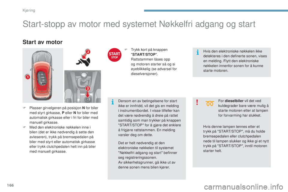 CITROEN C4 2015 InstruksjonsbØker (in Norwegian) 166
C4-2_no_Chap09_conduite_ed01-2015
C4-2_no_Chap09_conduite_ed01-2015
start-stopp av motor med systemet nø kkelfri adgang og start
Start av motor
F Plasser girvelgeren på posisjon N for biler
med CITROEN C4 2015 InstruksjonsbØker (in Norwegian) 166
C4-2_no_Chap09_conduite_ed01-2015
C4-2_no_Chap09_conduite_ed01-2015
start-stopp av motor med systemet nø kkelfri adgang og start
Start av motor
F Plasser girvelgeren på posisjon N for biler
med