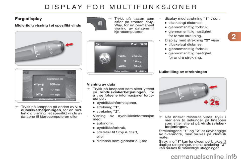 CITROEN C4 2014 InstruksjonsbØker (in Norwegian) 22
45
C4-2_no_Chap02_ecran-multifonction_ed01-2014
Fargedisplay
Midlertidig visning i et spesifikt vinduVisning av data
F
T
rykk på knappen som sitter ytterst
på vindusviskerbetjeningen, for
CITROEN C4 2014 InstruksjonsbØker (in Norwegian) 22
45
C4-2_no_Chap02_ecran-multifonction_ed01-2014
Fargedisplay
Midlertidig visning i et spesifikt vinduVisning av data
F
T
rykk på knappen som sitter ytterst
på vindusviskerbetjeningen, for
