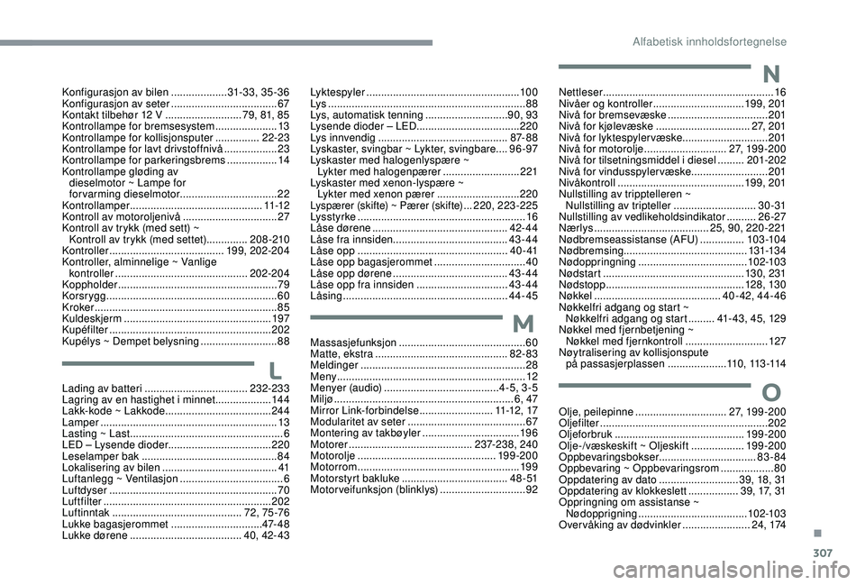 CITROEN C4 SPACETOURER 2021 InstruksjonsbØker (in Norwegian) 307
Massasjefunksjon ...........................................60
M atte, ekstra .............................. ...............82- 83
Meldinger
.................................................... CITROEN C4 SPACETOURER 2021 InstruksjonsbØker (in Norwegian) 307
Massasjefunksjon ...........................................60
M atte, ekstra .............................. ...............82- 83
Meldinger
....................................................