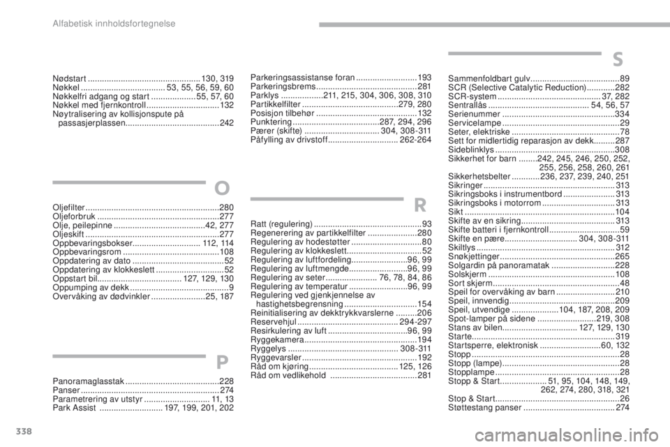 CITROEN C4 PICASSO 2018 InstruksjonsbØker (in Norwegian) 338
C4-Picasso-II_no_Chap10_index-alpha_ed02-2016
Oljefilter ......................................................... 280
Oljeforbruk .................................................... 2
77
Olje, p CITROEN C4 PICASSO 2018 InstruksjonsbØker (in Norwegian) 338
C4-Picasso-II_no_Chap10_index-alpha_ed02-2016
Oljefilter ......................................................... 280
Oljeforbruk .................................................... 2
77
Olje, p