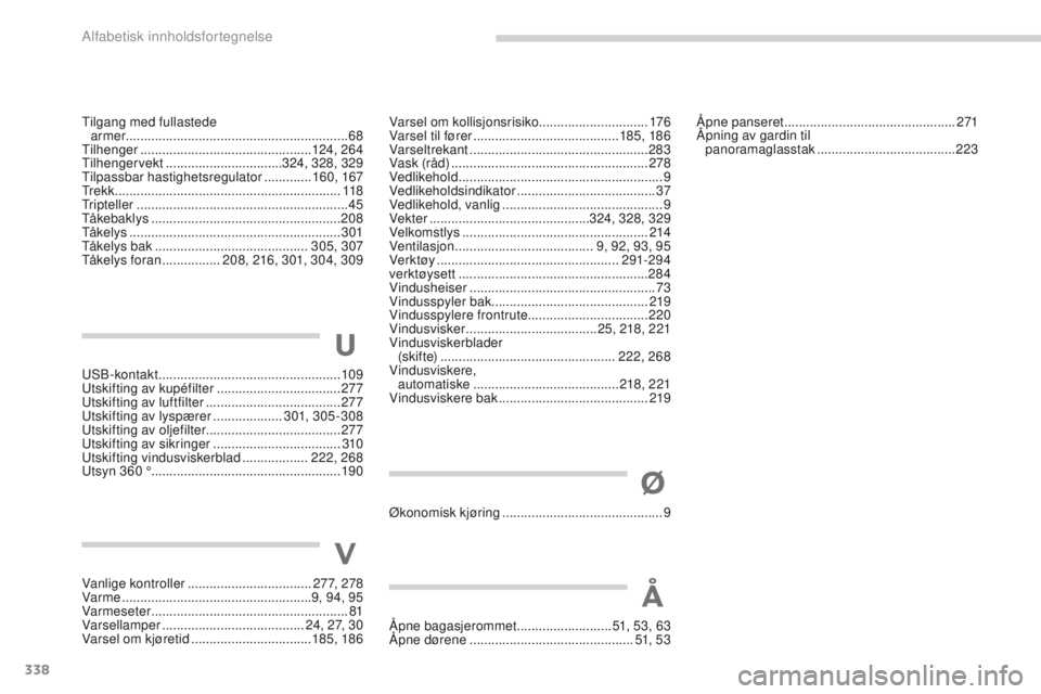 CITROEN C4 PICASSO 2016 InstruksjonsbØker (in Norwegian) 338
C4-Picasso-II_no_Chap11_index-alpha_ed01-2016
Tilgang med fullastede armer ............................................................. 68
Tilhenger
.......................................... CITROEN C4 PICASSO 2016 InstruksjonsbØker (in Norwegian) 338
C4-Picasso-II_no_Chap11_index-alpha_ed01-2016
Tilgang med fullastede armer ............................................................. 68
Tilhenger
..........................................