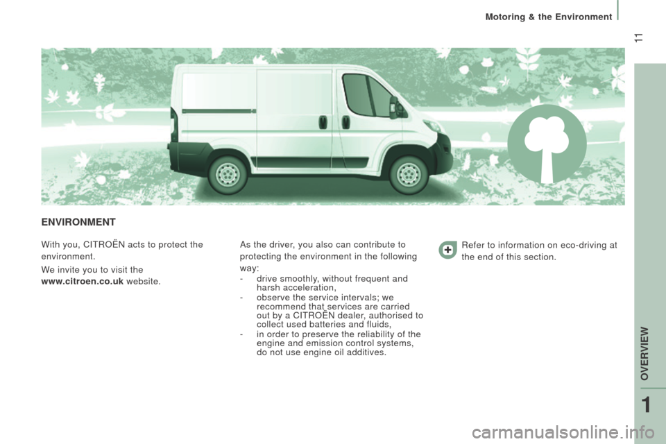 Citroen JUMPER 2016 2.G User Guide 11
jumper_en_Chap01_vue-ensemble_ed01-2015
EnVIrOnMEnt
With you, CiTroën acts to protect the
environment.
W
e invite you to visit the
www.citroen.co.uk website. As the driver, you also can contr Citroen JUMPER 2016 2.G User Guide 11
jumper_en_Chap01_vue-ensemble_ed01-2015
EnVIrOnMEnt
With you, CiTroën acts to protect the
environment.
W
e invite you to visit the
www.citroen.co.uk website. As the driver, you also can contr
