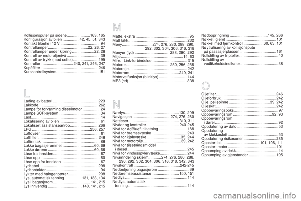 CITROEN DS3 2016 InstruksjonsbØker (in Norwegian) DS3_no_Chap12_index-recherche_ed01-2015
Matte, ekstra ...................................................95
Matt lakk ........................................................ 232
Meny
........... CITROEN DS3 2016 InstruksjonsbØker (in Norwegian) DS3_no_Chap12_index-recherche_ed01-2015
Matte, ekstra ...................................................95
Matt lakk ........................................................ 232
Meny
...........