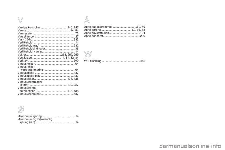 CITROEN DS3 2016  InstruksjonsbØker (in Norwegian) DS3_no_Chap12_index-recherche_ed01-2015
Økonomisk kjøring .......................................... 14
Økonomisk og miljøvennlig   kjøring (råd)
 

.............................................