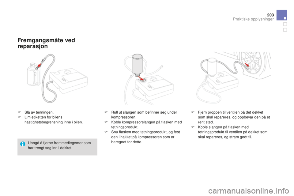 CITROEN DS3 2015 InstruksjonsbØker (in Norwegian) 203
DS3_no_Chap10_info-pratiques_ed01-2014
F Slå av tenningen.
F L im etiketten for bilens
hastighetsbegrensning inne i bilen.
Fremgangsmåte ved
reparasjon
unngå å fjerne fremmedlegemer som
har CITROEN DS3 2015 InstruksjonsbØker (in Norwegian) 203
DS3_no_Chap10_info-pratiques_ed01-2014
F Slå av tenningen.
F L im etiketten for bilens
hastighetsbegrensning inne i bilen.
Fremgangsmåte ved
reparasjon
unngå å fjerne fremmedlegemer som
har