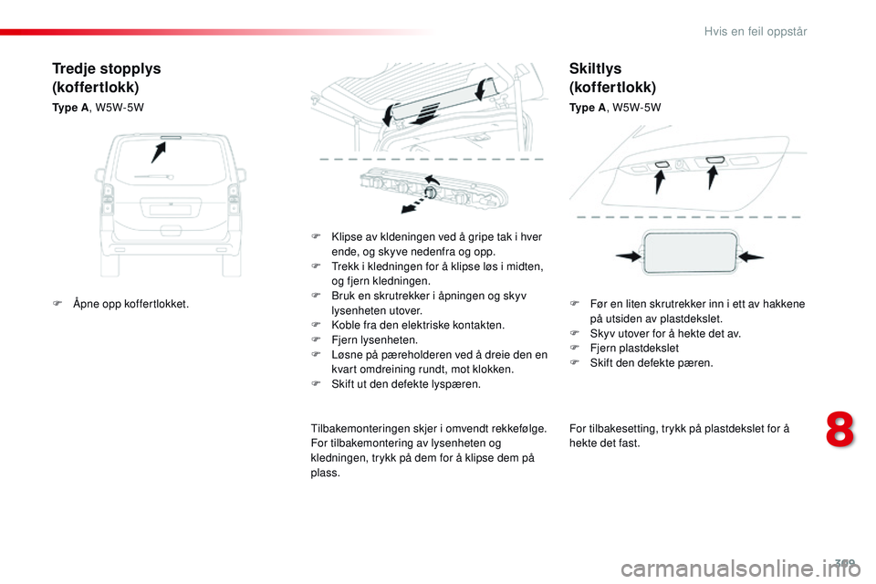 CITROEN JUMPER SPACETOURER 2017 InstruksjonsbØker (in Norwegian) 309
Spacetourer-VP_no_Chap08_En-cas-de-panne_ed01-2016
For tilbakesetting, trykk på plastdekslet for å
hekte det fast.
F
K
lipse av kldeningen ved å gripe tak i hver
ende, og skyve nedenfra og CITROEN JUMPER SPACETOURER 2017 InstruksjonsbØker (in Norwegian) 309
Spacetourer-VP_no_Chap08_En-cas-de-panne_ed01-2016
For tilbakesetting, trykk på plastdekslet for å
hekte det fast.
F
K
lipse av kldeningen ved å gripe tak i hver
ende, og skyve nedenfra og